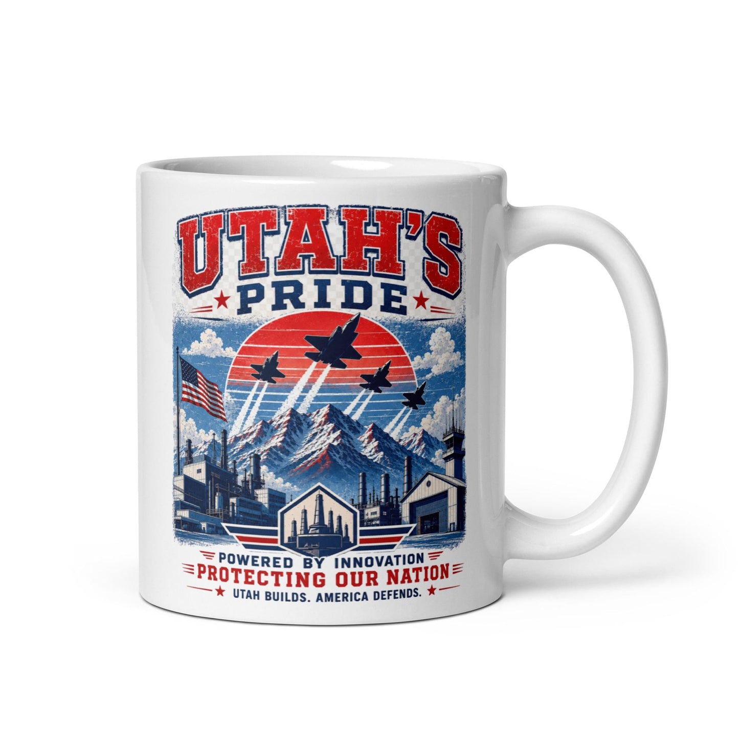 Utah’s Pride F-35 Mug – Utah Builds America Defends Patriotic Coffee Mug