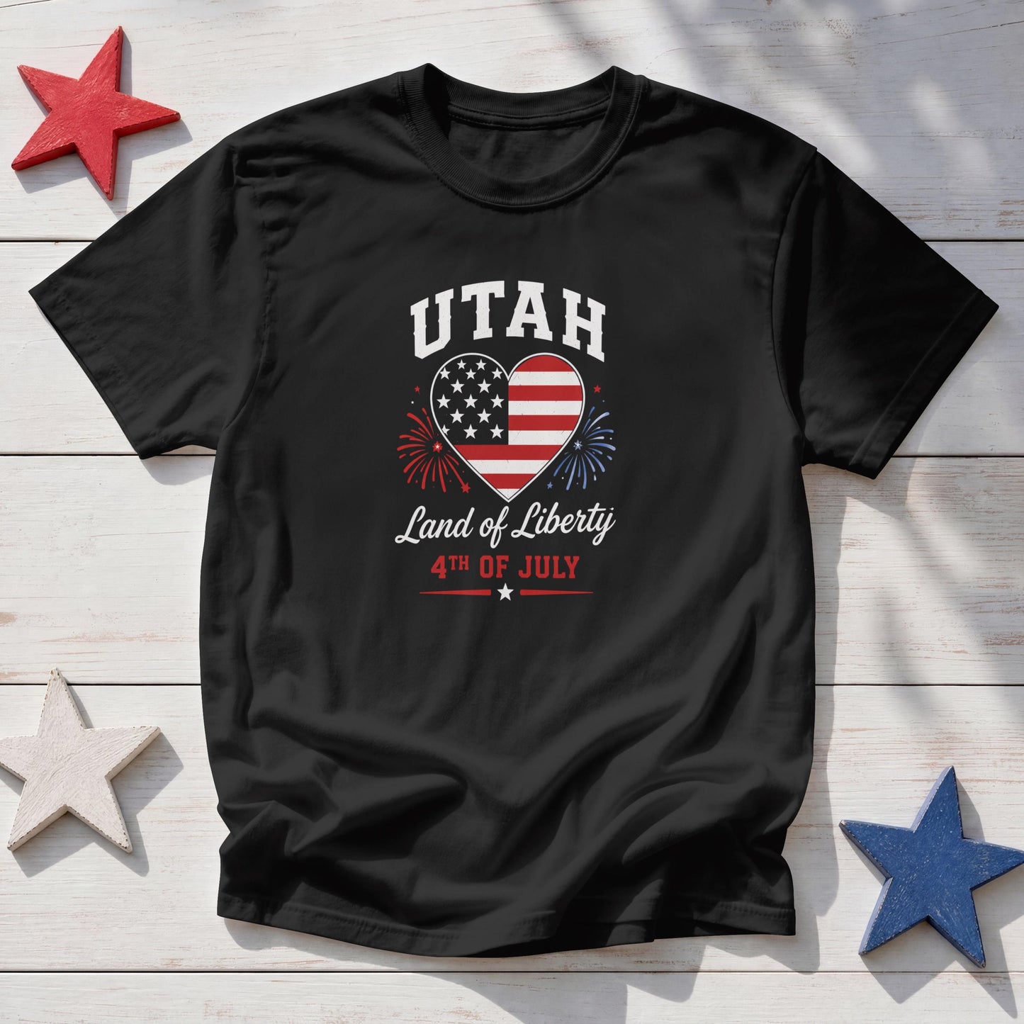 Utah 4th of July Shirt – Patriotic Heart Land of Liberty USA Flag Tee