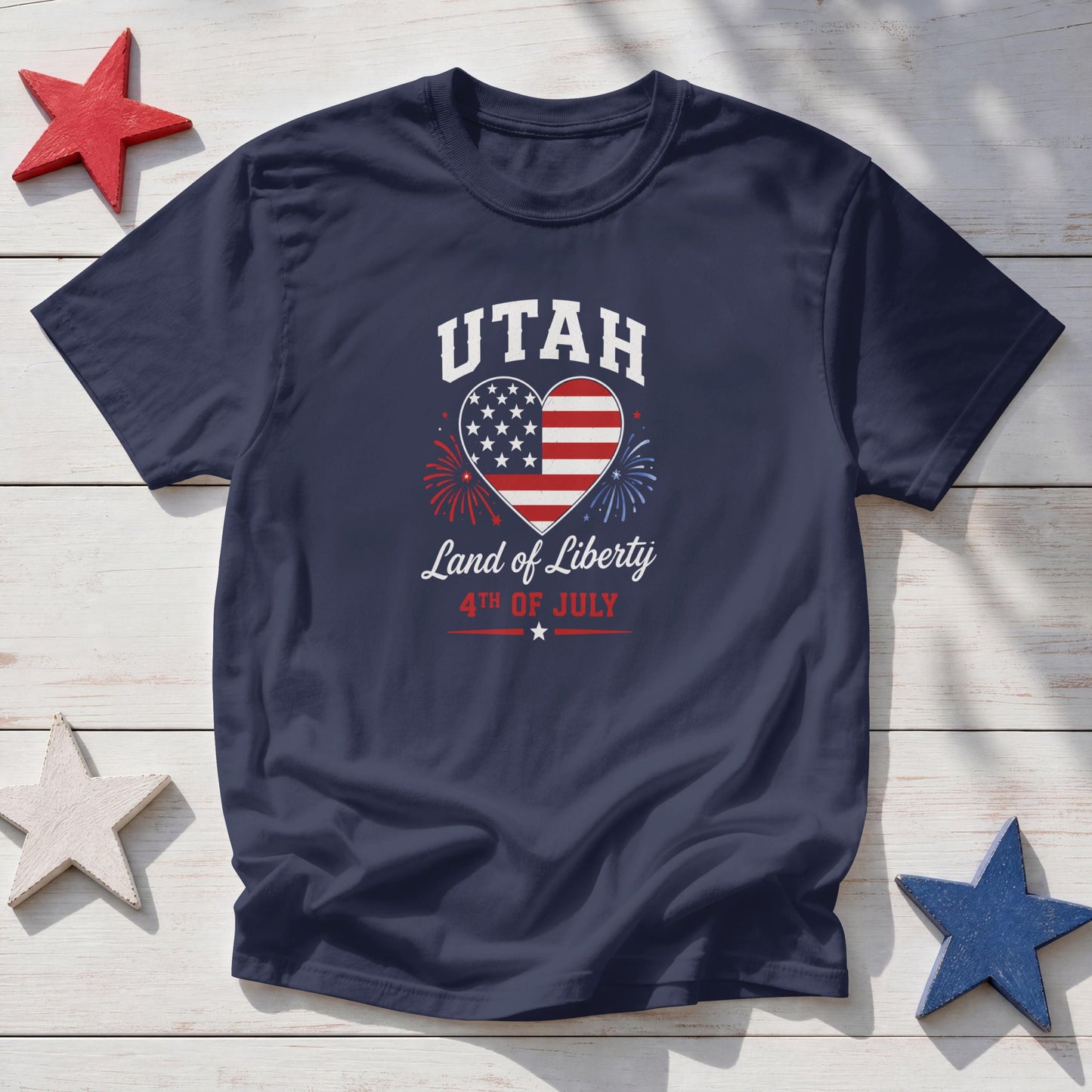 Utah 4th of July Shirt – Patriotic Heart Land of Liberty USA Flag Tee