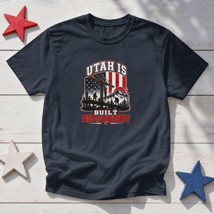Utah Is Built Different T-Shirt – Utah Pride Patriotic Beehive State Tee