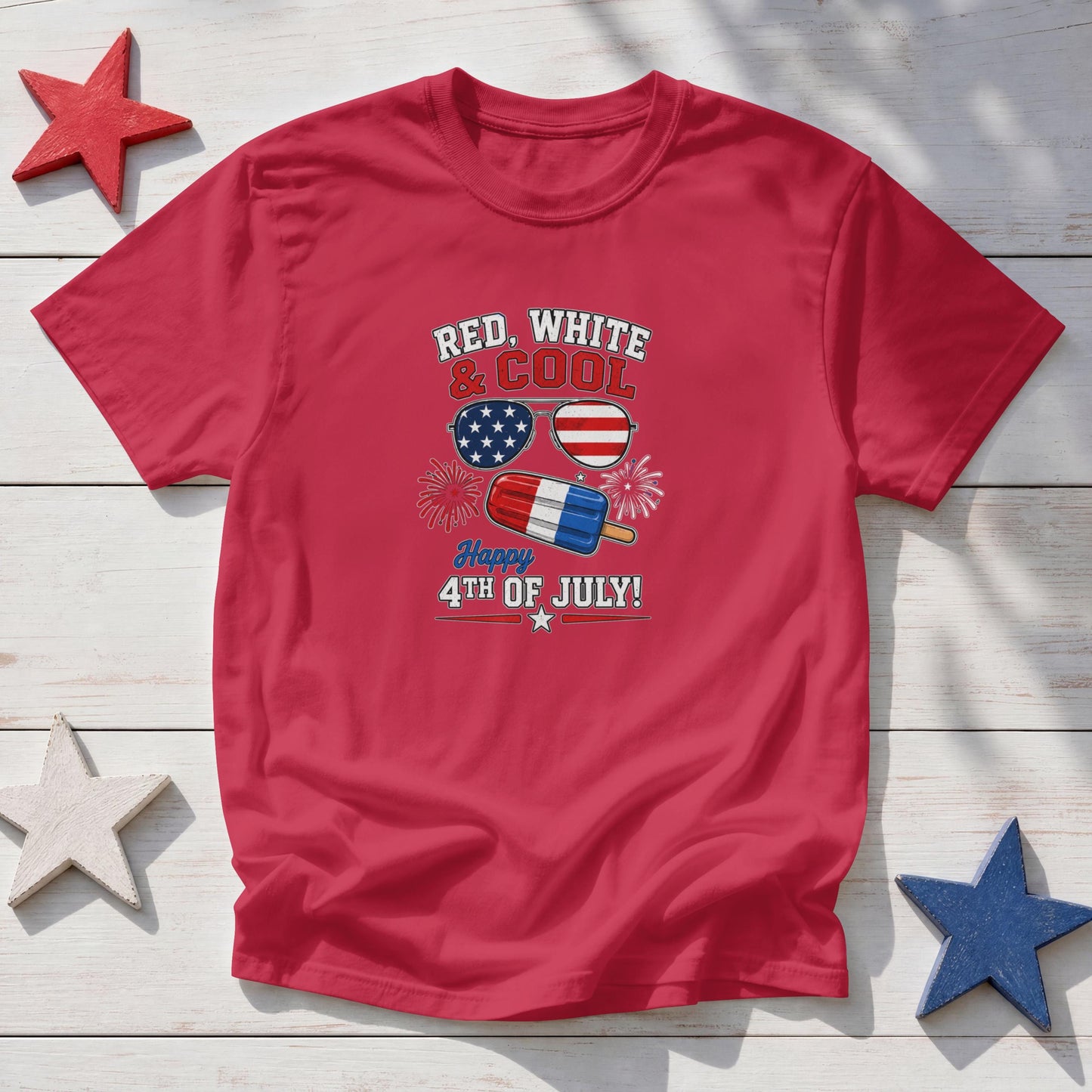 Red, White & Cool Patriotic T-Shirt – Popsicle 4th of July Fireworks Tee
