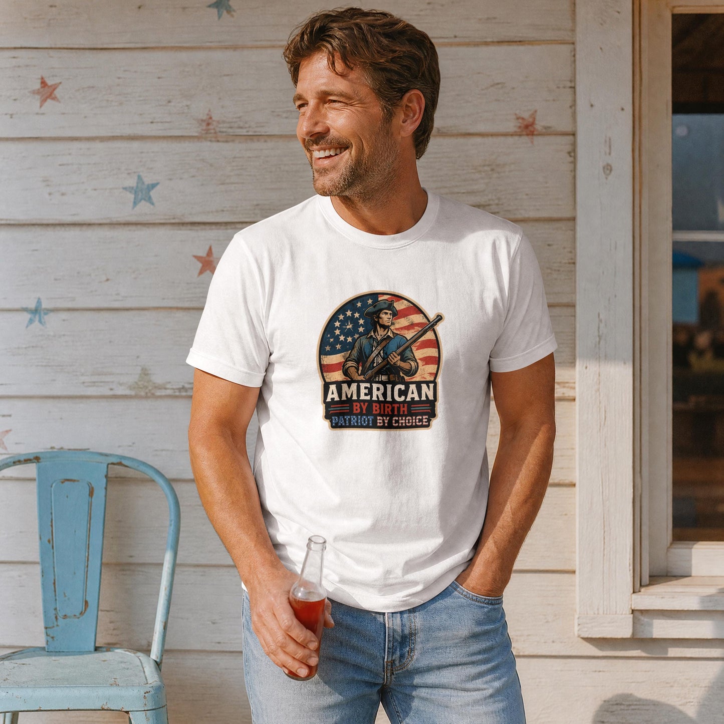 American By Birth Patriot By Choice Shirt, Revolutionary War Tee, Patriotic USA Graphic Shirt, Freedom Lover T-Shirt