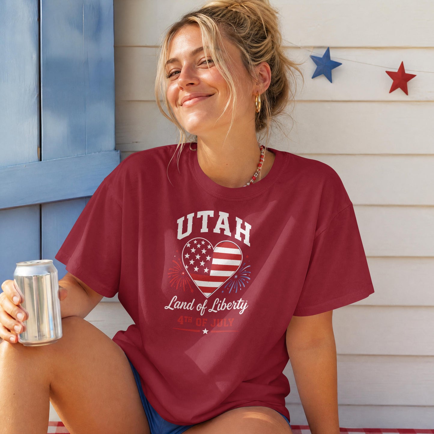 Utah 4th of July Shirt – Patriotic Heart Land of Liberty USA Flag Tee