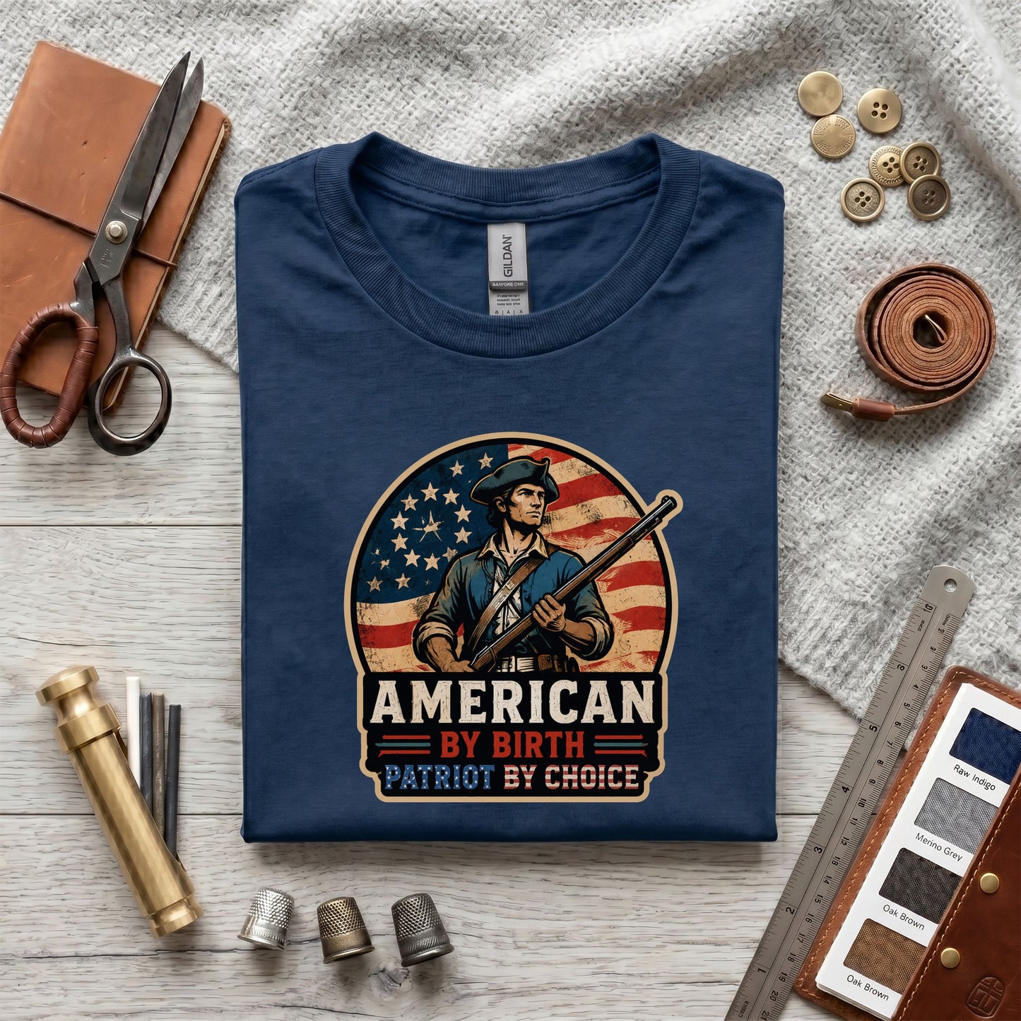 American By Birth Patriot By Choice T-Shirt – Revolutionary War Patriotic USA Tee