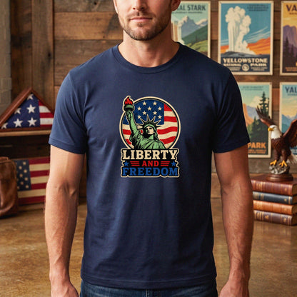 Liberty and Freedom Patriotic T-Shirt – Statue of Liberty Americana USA Pride Tee