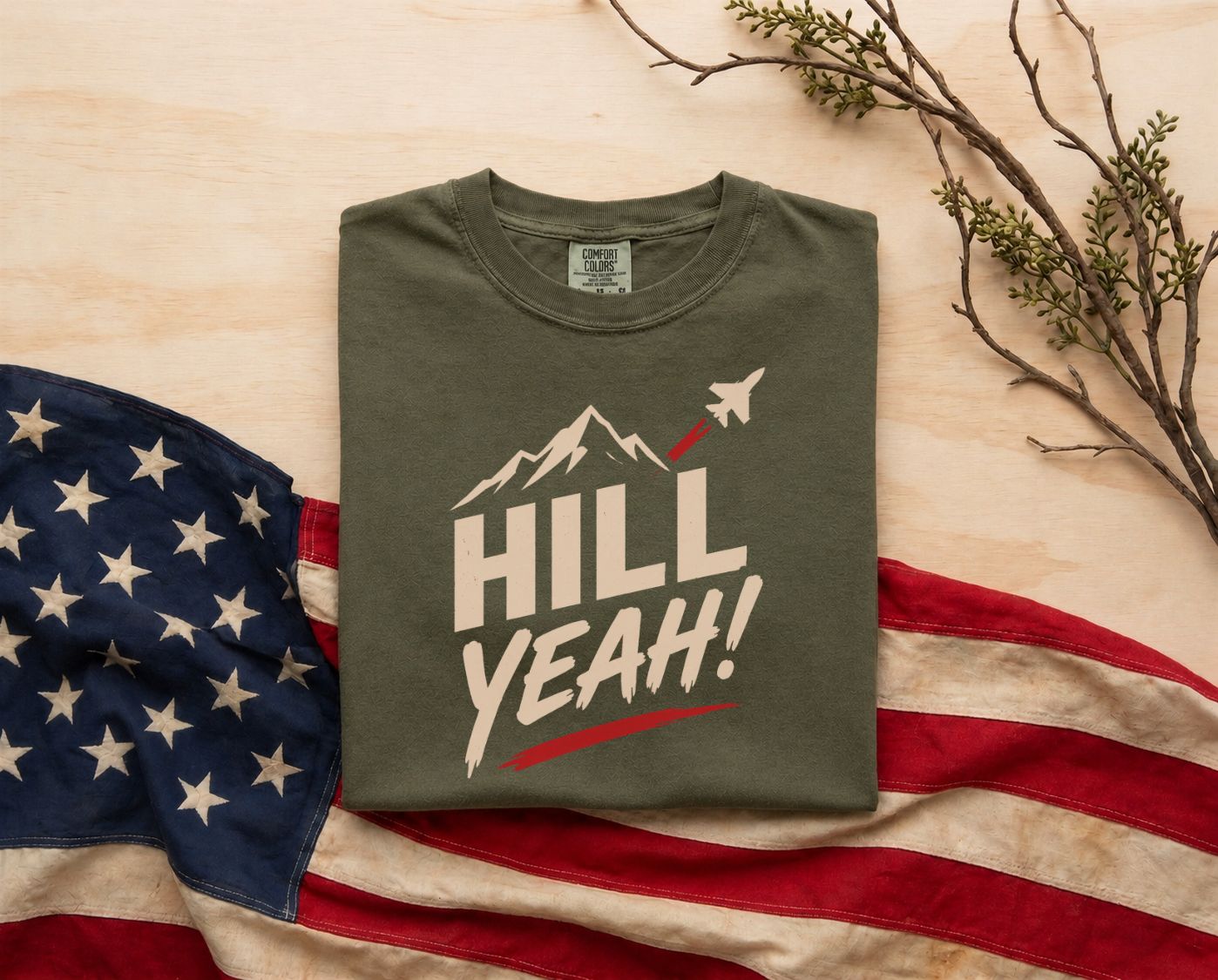 Hill Yeah! Hill AFB Utah Aviation T-Shirt - Fighter Jet Mountain Patriotic Tee