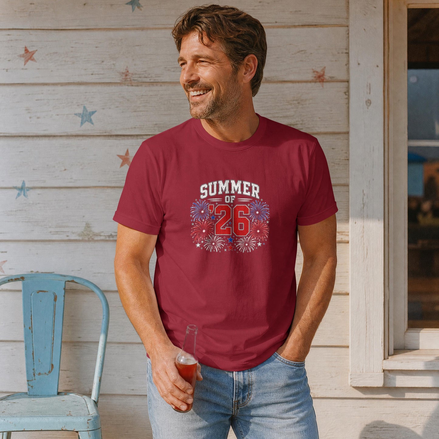 Summer of '26 Patriotic T-Shirt – America 250 Fireworks Celebration Tee