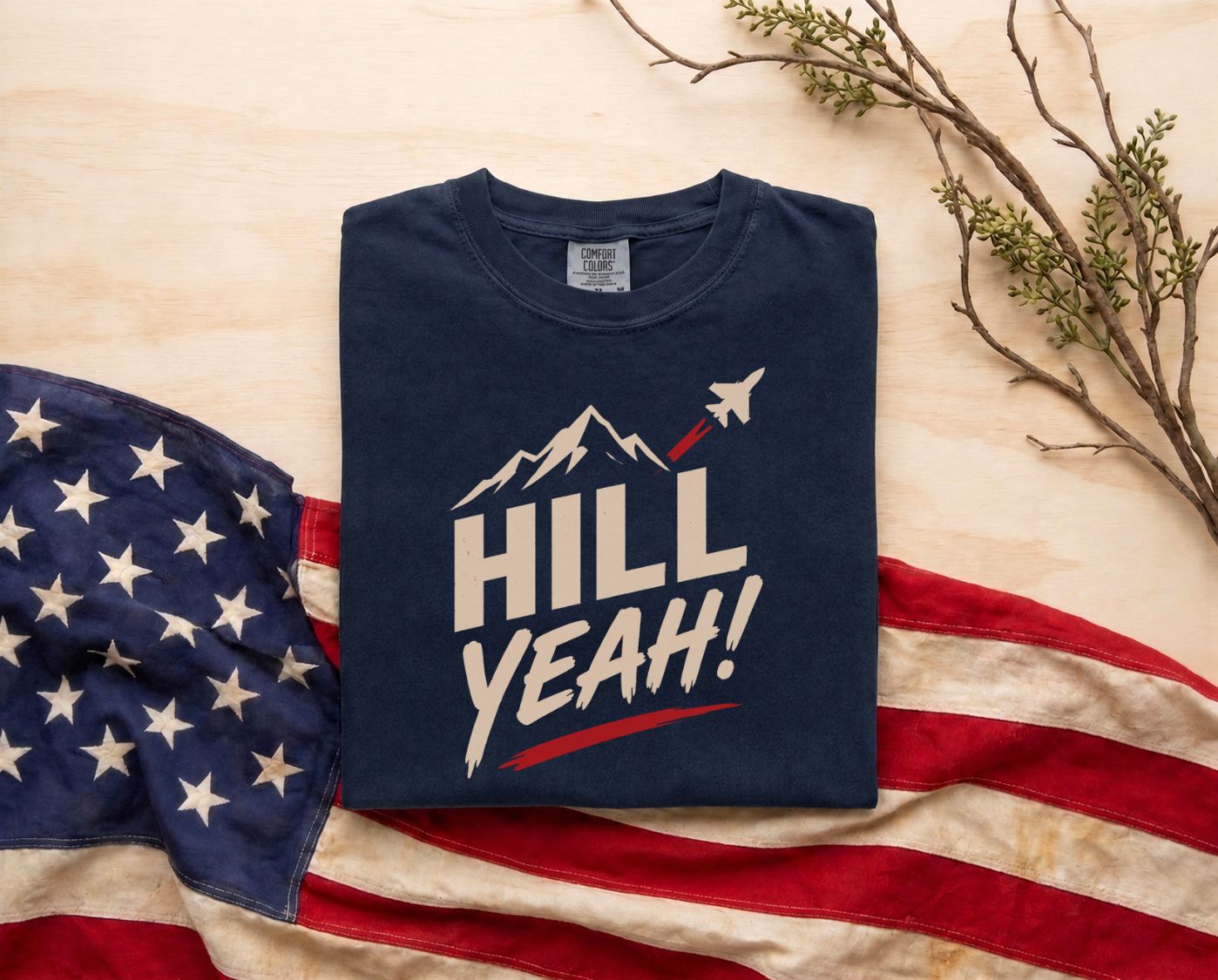 Hill Yeah! Hill AFB Utah Aviation T-Shirt - Fighter Jet Mountain Patriotic Tee