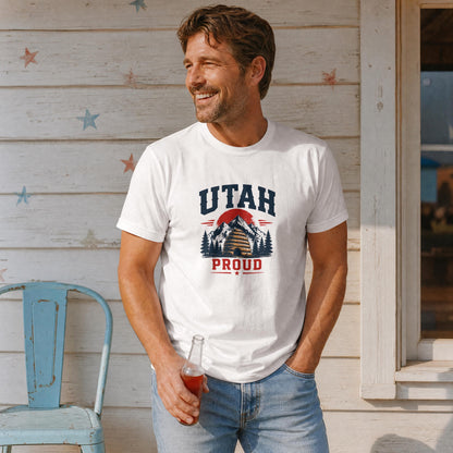 Utah Proud T-Shirt – Beehive State Mountains Patriotic Tee