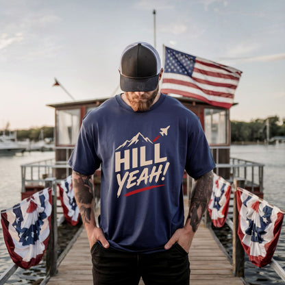 Hill Yeah! Hill AFB Utah Aviation T-Shirt - Fighter Jet Mountain Patriotic Tee