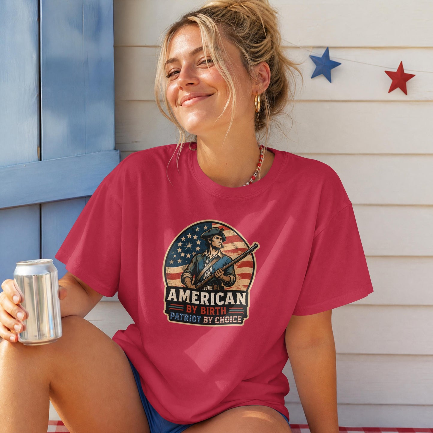 American By Birth Patriot By Choice Shirt, Revolutionary War Tee, Patriotic USA Graphic Shirt, Freedom Lover T-Shirt