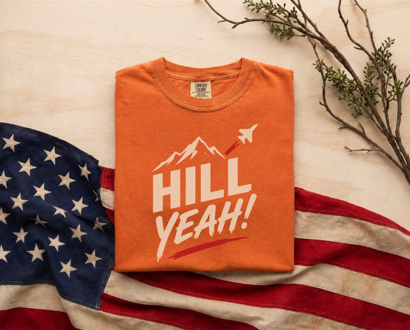 Hill Yeah! Hill AFB Utah Aviation T-Shirt - Fighter Jet Mountain Patriotic Tee