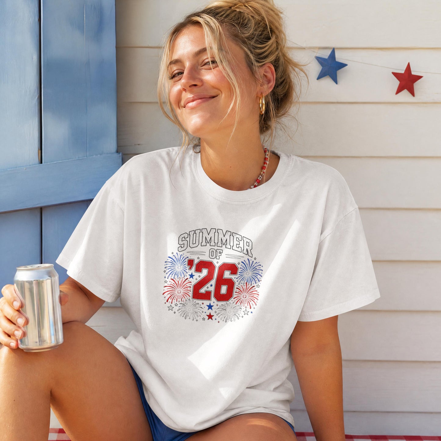 Summer of '26 Patriotic T-Shirt – America 250 Fireworks Celebration Tee