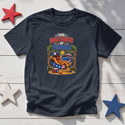 Dog Days of Summer Patriotic T-Shirt – Funny Hot Dog 4th of July BBQ Tee