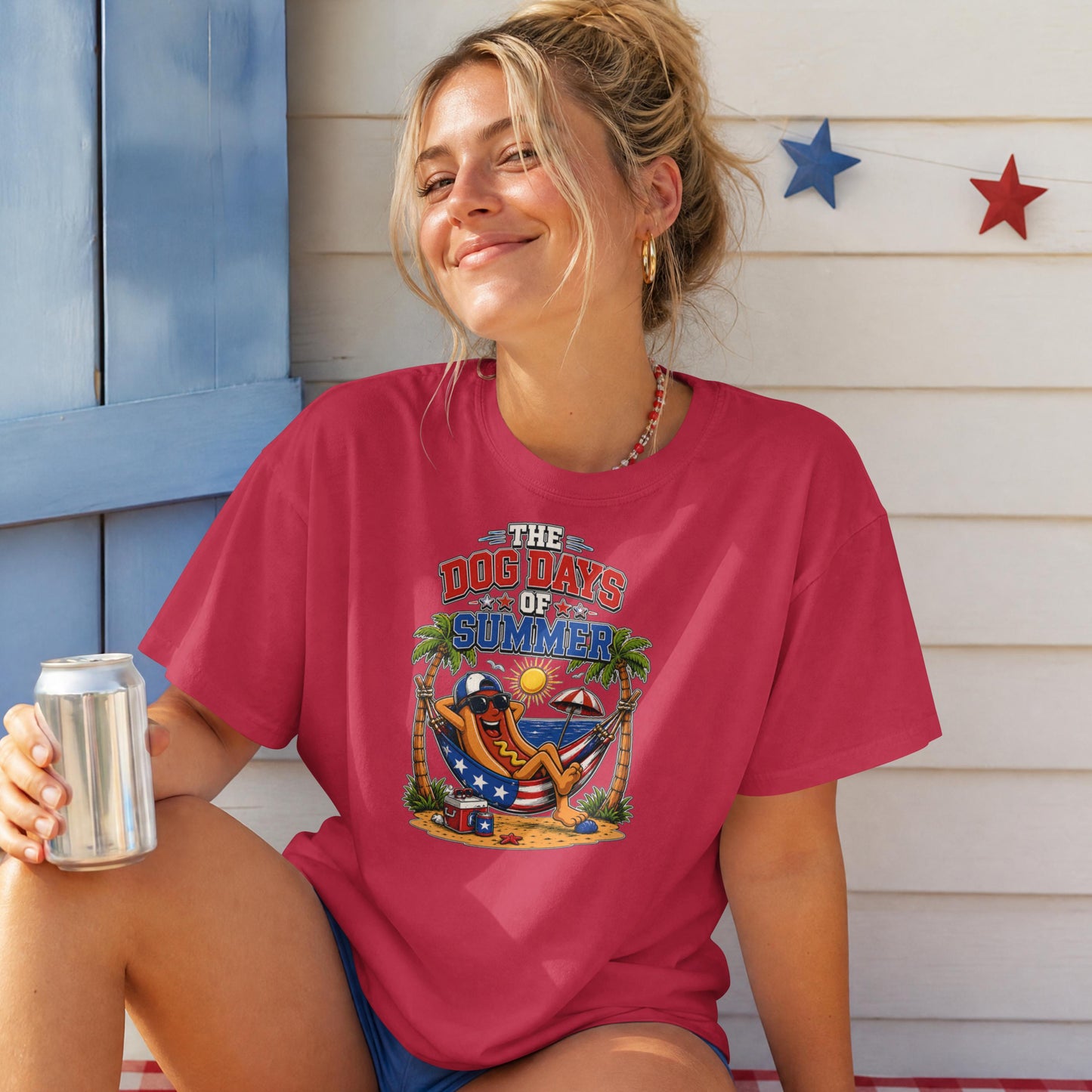 Dog Days of Summer Patriotic T-Shirt – Funny Hot Dog 4th of July BBQ Tee