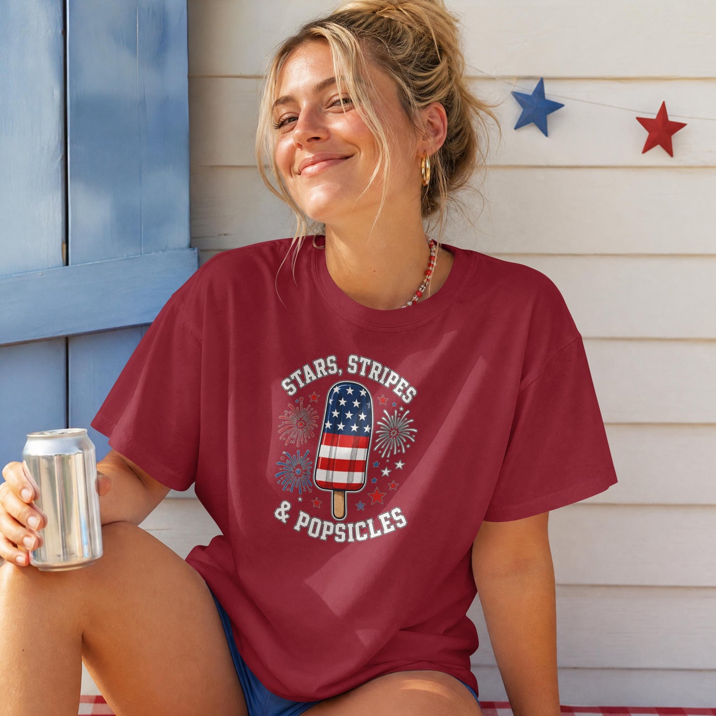 Stars, Stripes & Popsicles Patriotic T-Shirt – 4th of July Fireworks Red White Blue Tee