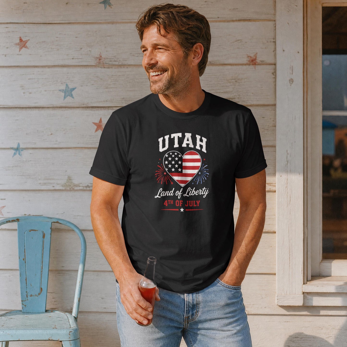 Utah 4th of July Shirt – Patriotic Heart Land of Liberty USA Flag Tee