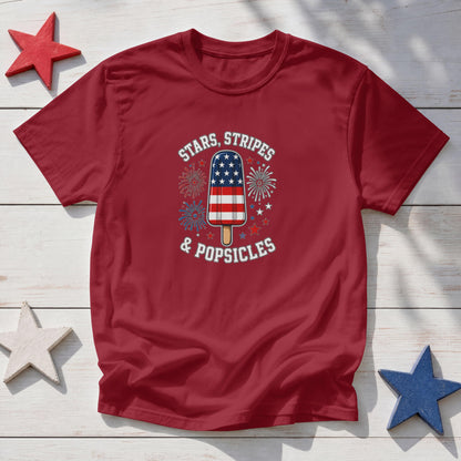 Stars, Stripes & Popsicles Patriotic T-Shirt – 4th of July Fireworks Red White Blue Tee