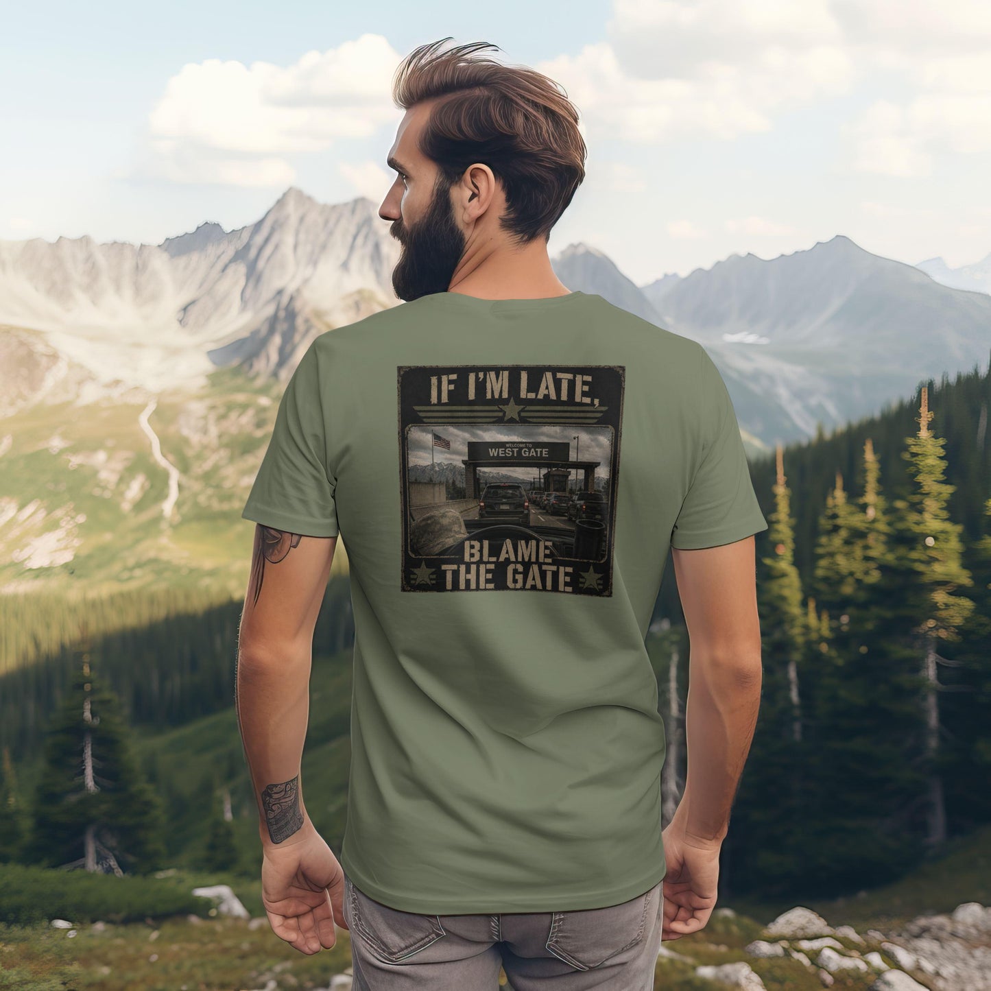 If I'm Late Blame The Gate T-Shirt – Funny Hill AFB Military Humor Tee