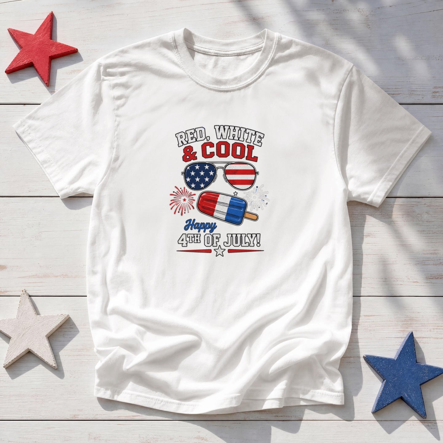 Red, White & Cool Patriotic T-Shirt – Popsicle 4th of July Fireworks Tee