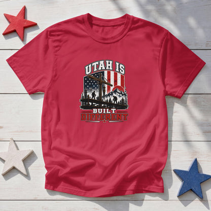 Utah Is Built Different T-Shirt – Utah Pride Patriotic Beehive State Tee