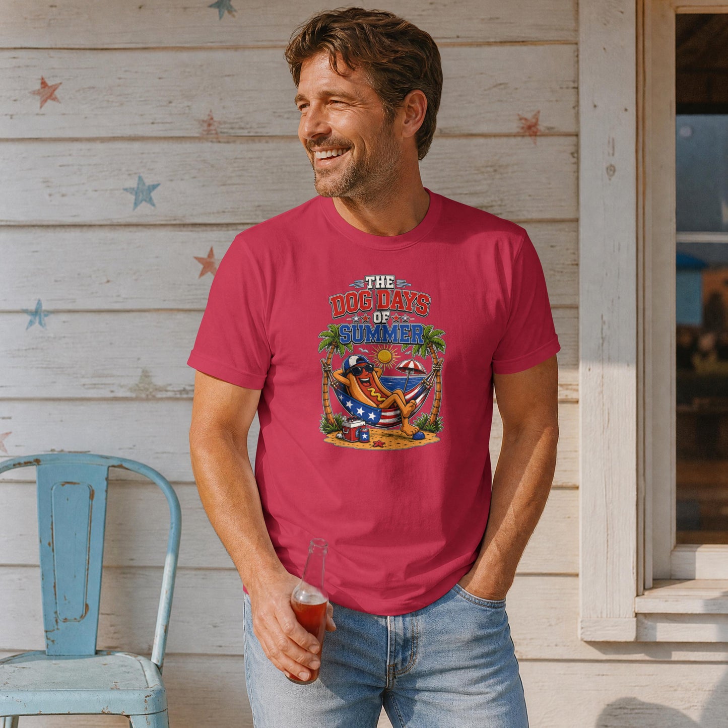 Dog Days of Summer Patriotic T-Shirt – Funny Hot Dog 4th of July BBQ Tee