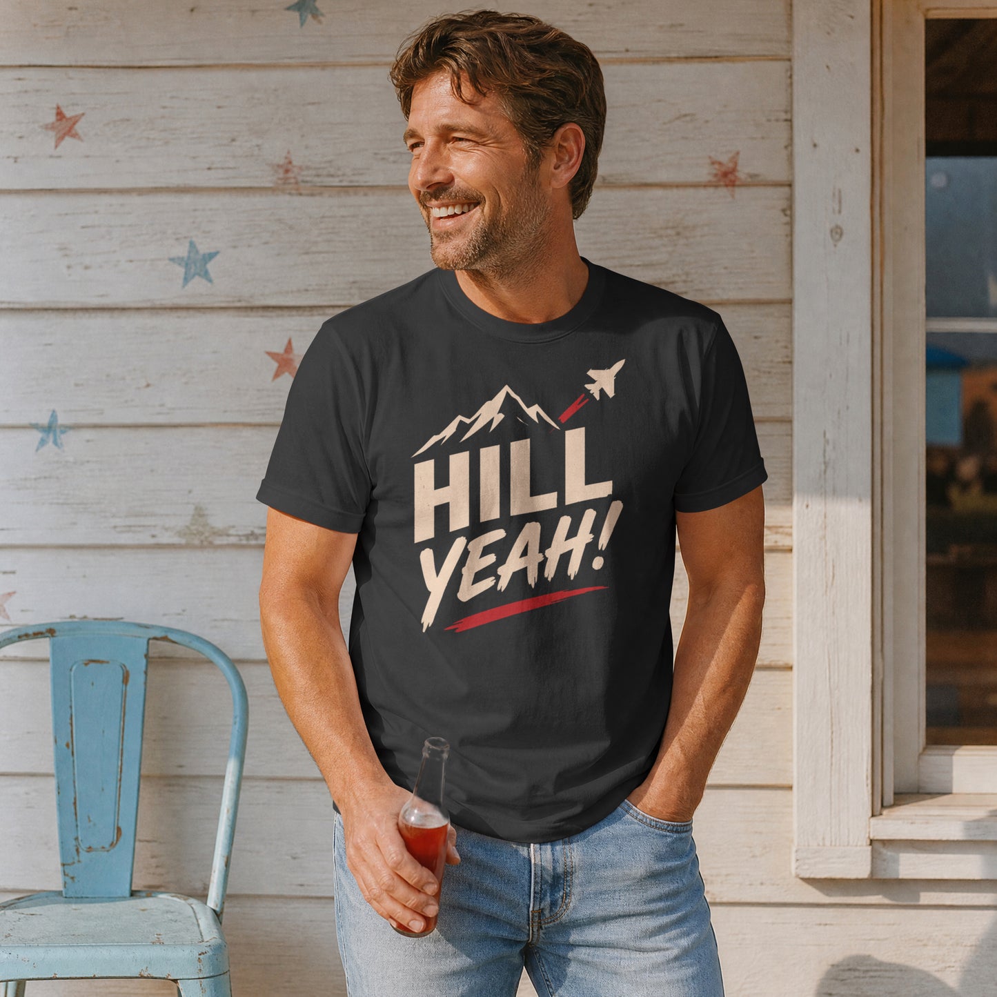 Hill Yeah! Hill AFB Utah Aviation T-Shirt - Fighter Jet Mountain Patriotic Tee
