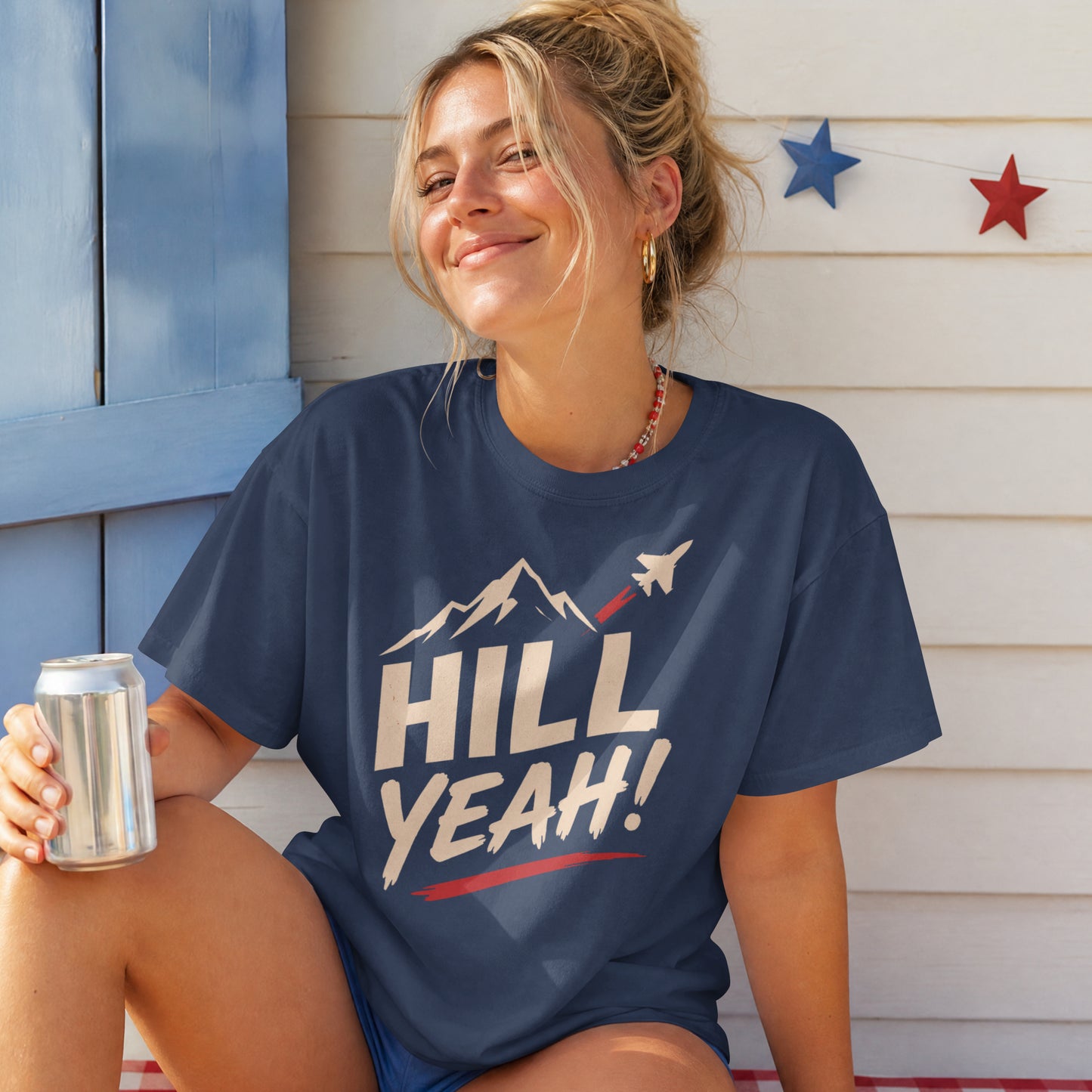 Hill Yeah! Hill AFB Utah Aviation T-Shirt - Fighter Jet Mountain Patriotic Tee