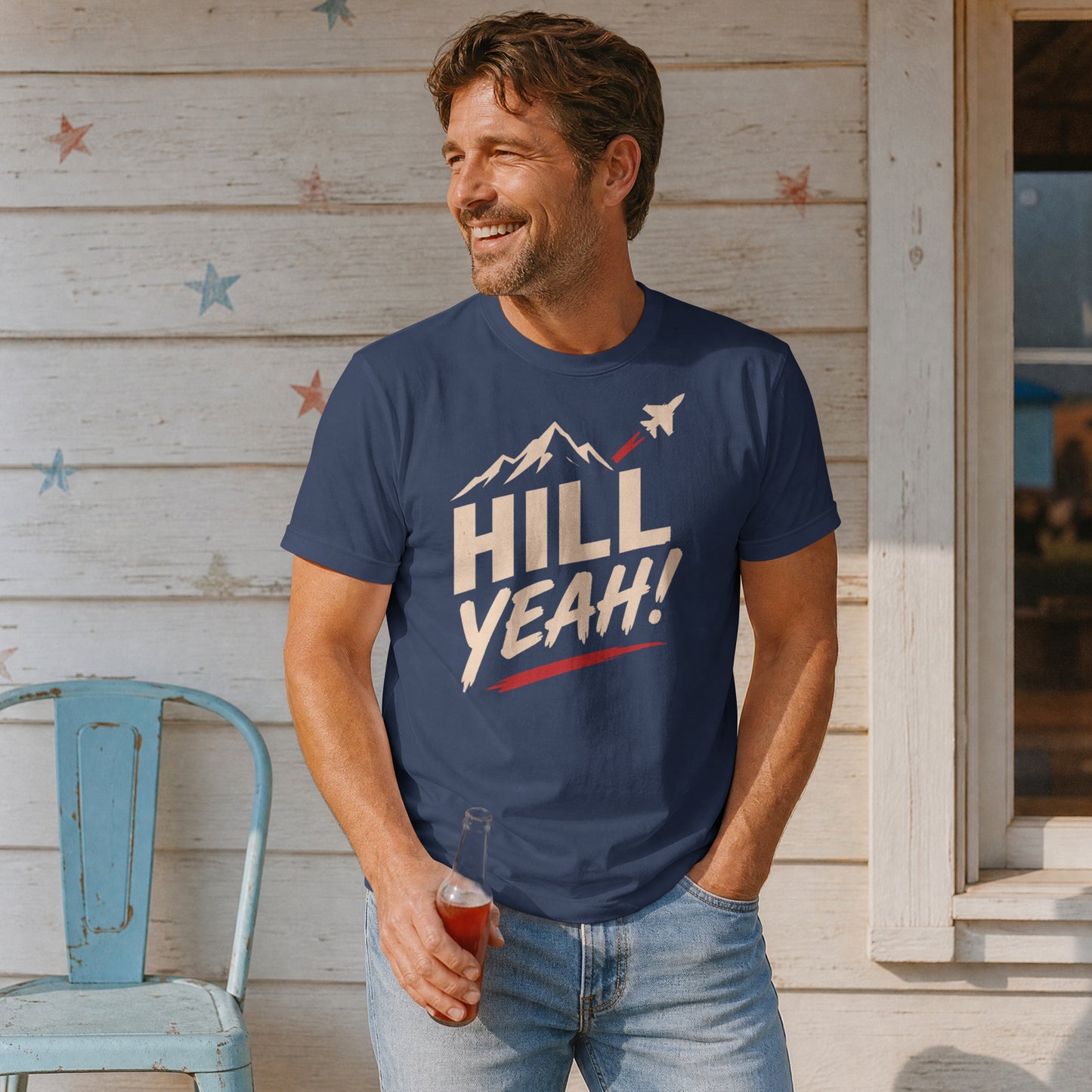 Hill Yeah! Hill AFB Utah Aviation T-Shirt - Fighter Jet Mountain Patriotic Tee