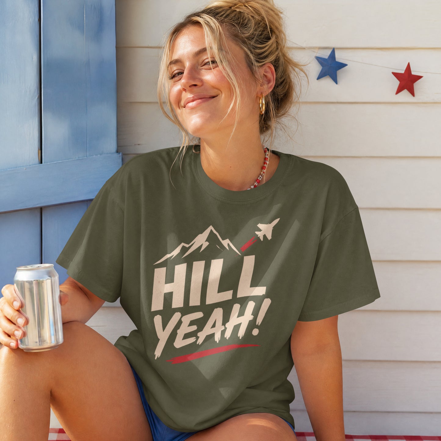 Hill Yeah! Hill AFB Utah Aviation T-Shirt - Fighter Jet Mountain Patriotic Tee