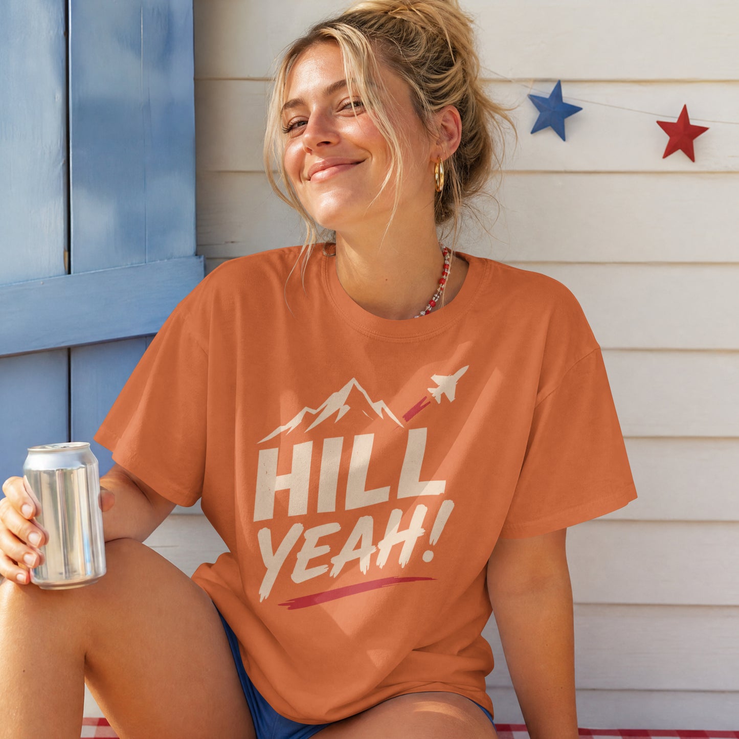 Hill Yeah! Hill AFB Utah Aviation T-Shirt - Fighter Jet Mountain Patriotic Tee