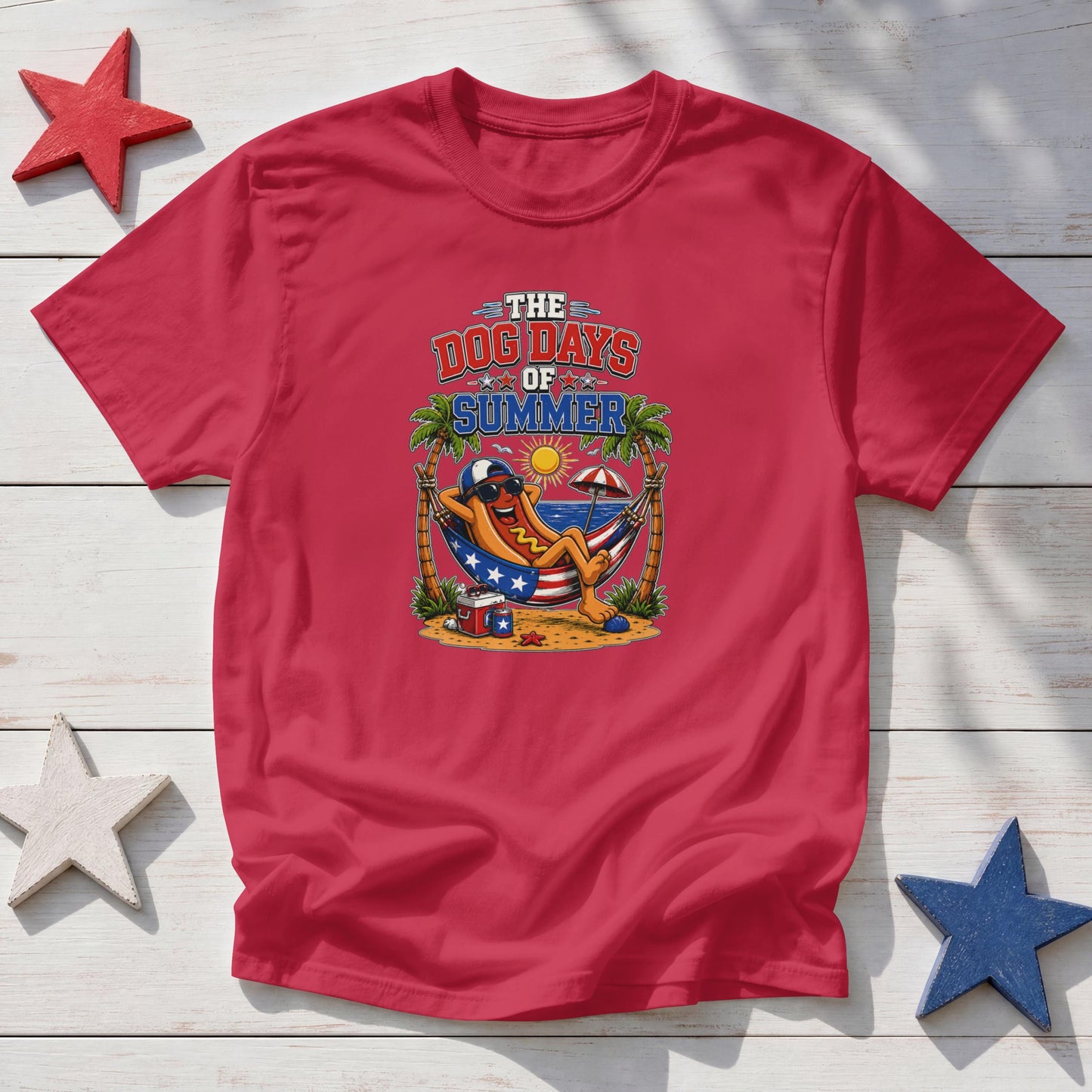 Dog Days of Summer Patriotic T-Shirt – Funny Hot Dog 4th of July BBQ Tee