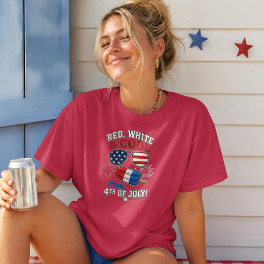 Red, White & Cool Patriotic T-Shirt – Popsicle 4th of July Fireworks Tee
