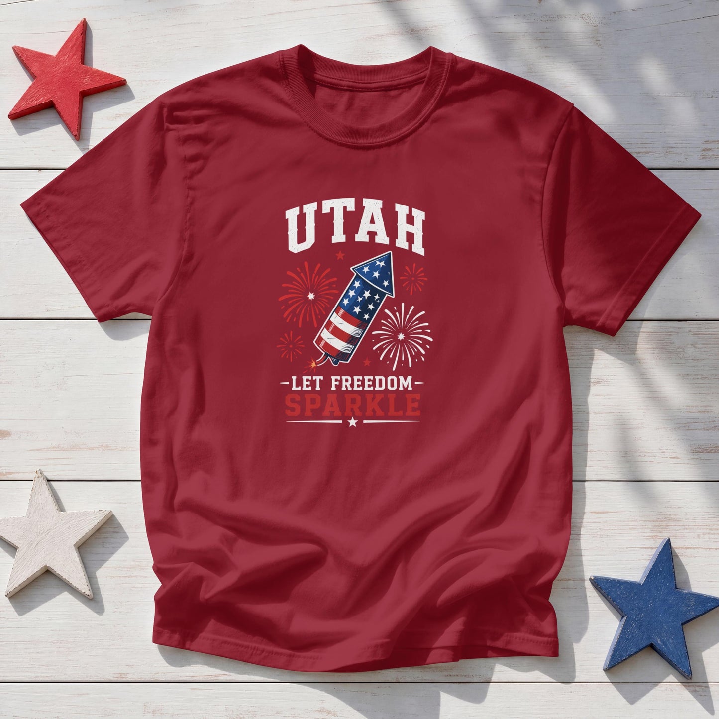 Utah Let Freedom Sparkle T-Shirt – Patriotic 4th of July Utah Tee