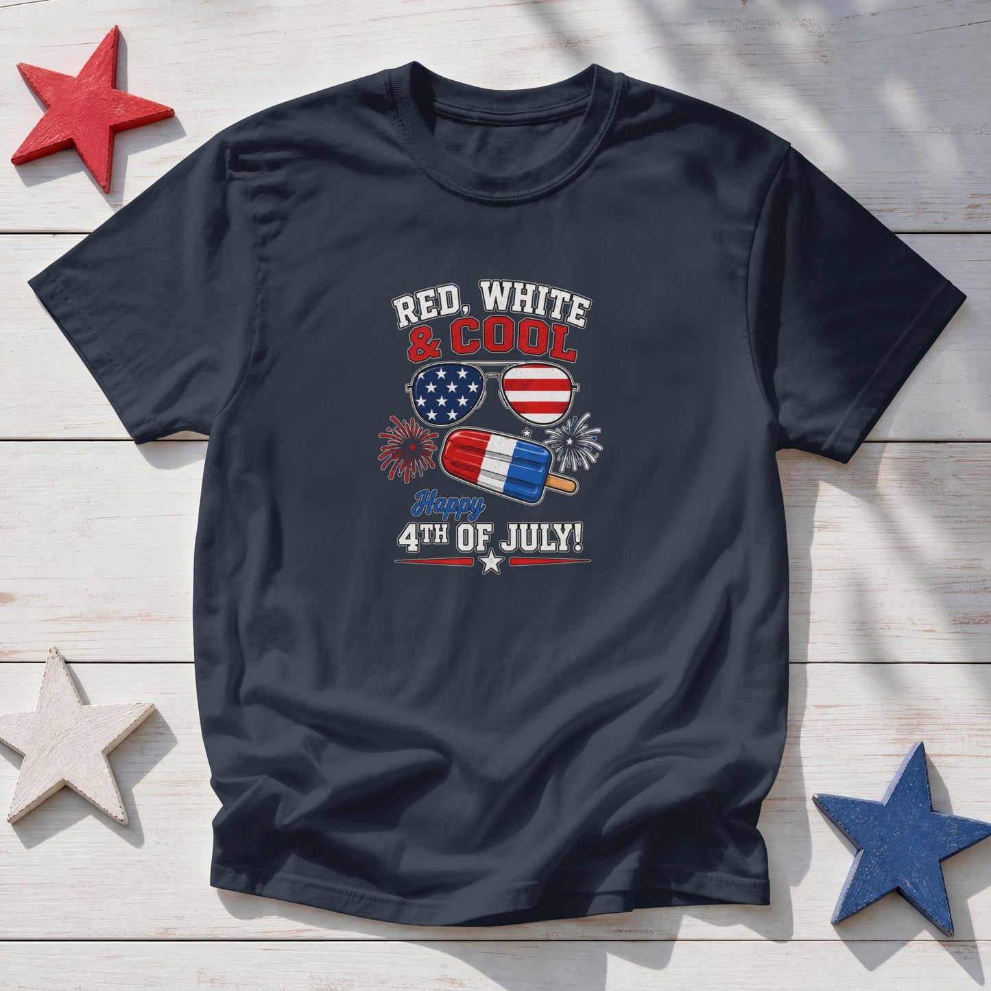 Red, White & Cool Patriotic T-Shirt – Popsicle 4th of July Fireworks Tee