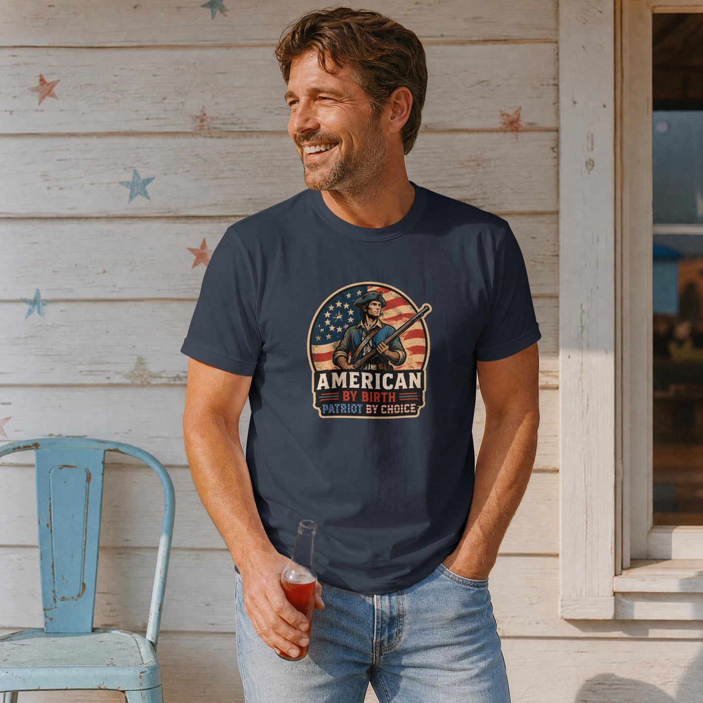 American By Birth Patriot By Choice Shirt, Revolutionary War Tee, Patriotic USA Graphic Shirt, Freedom Lover T-Shirt
