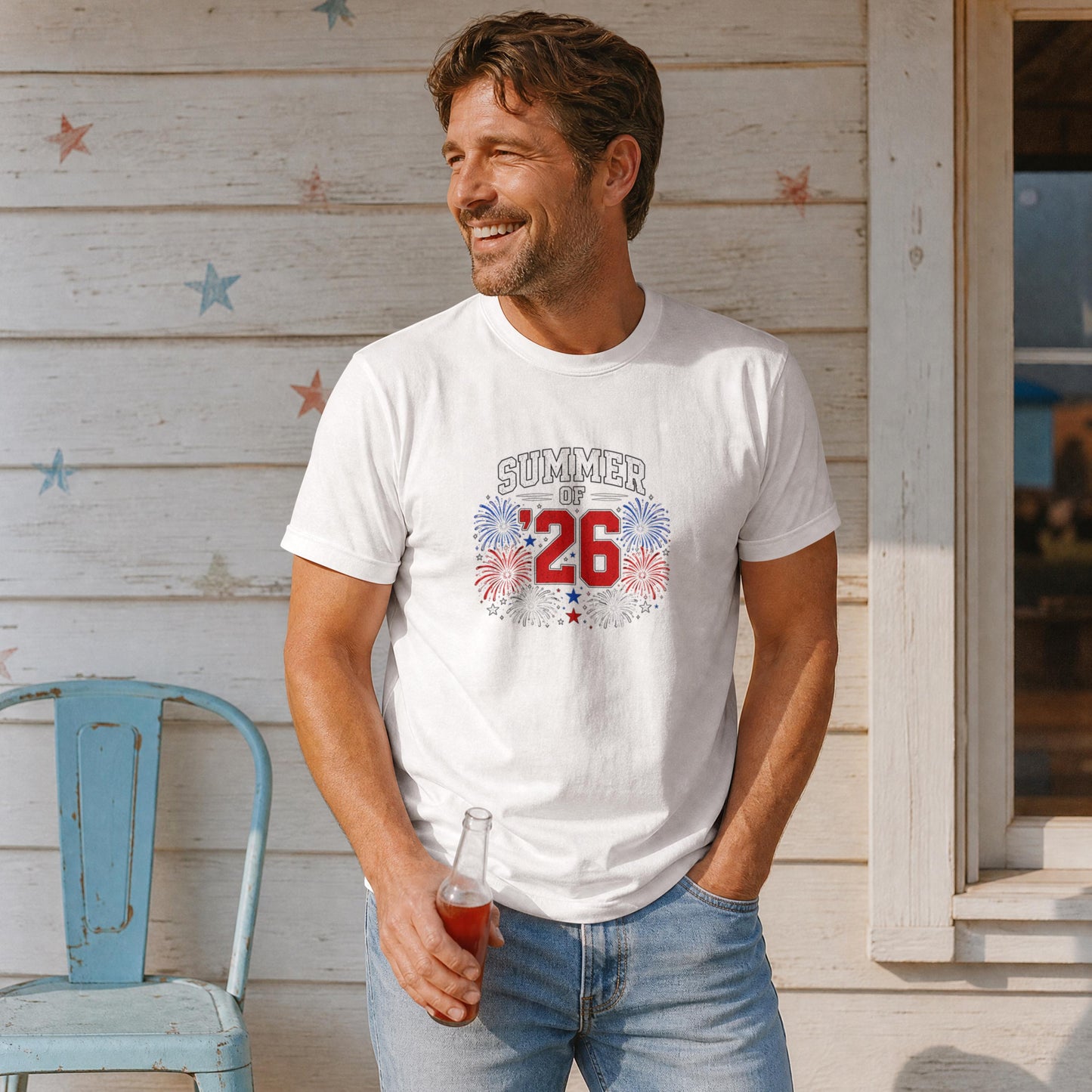Summer of '26 Patriotic T-Shirt – America 250 Fireworks Celebration Tee