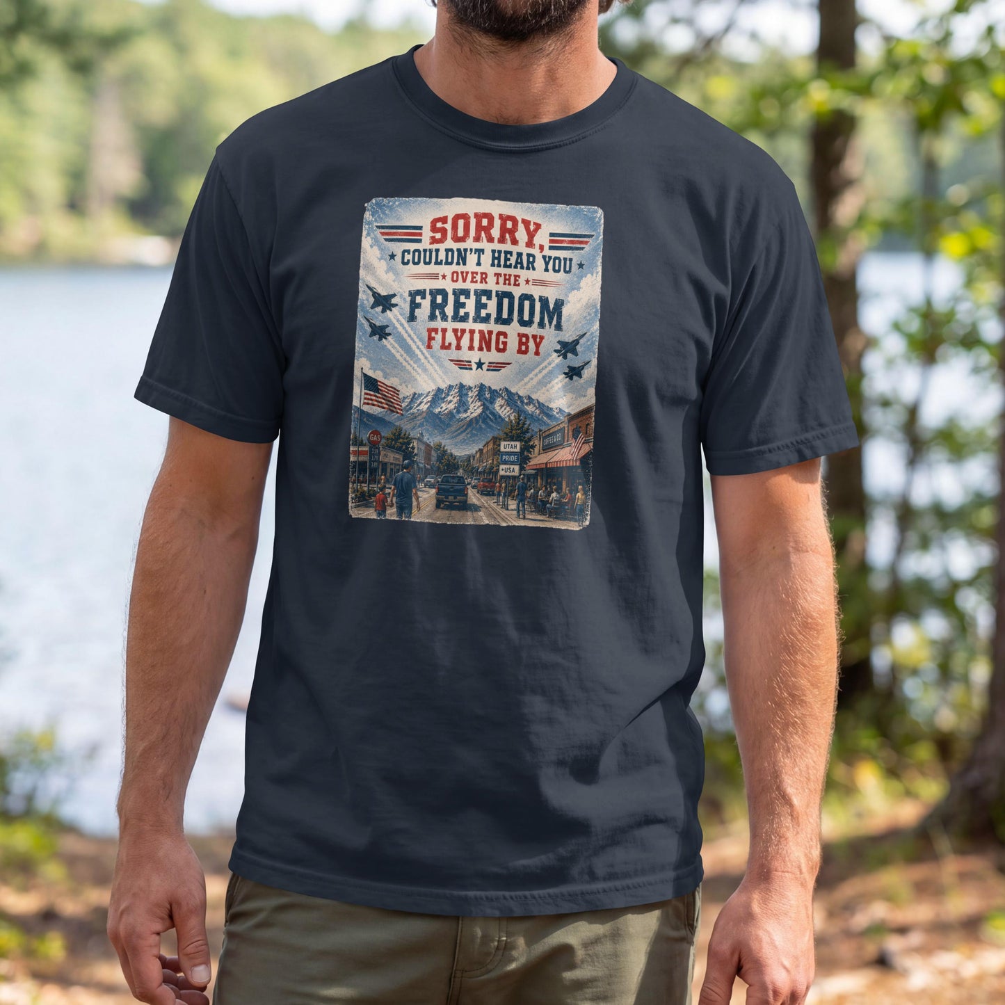 Sorry, Couldn't Hear You Over The Freedom Flying By T-Shirt – Patriotic Flyover Tee
