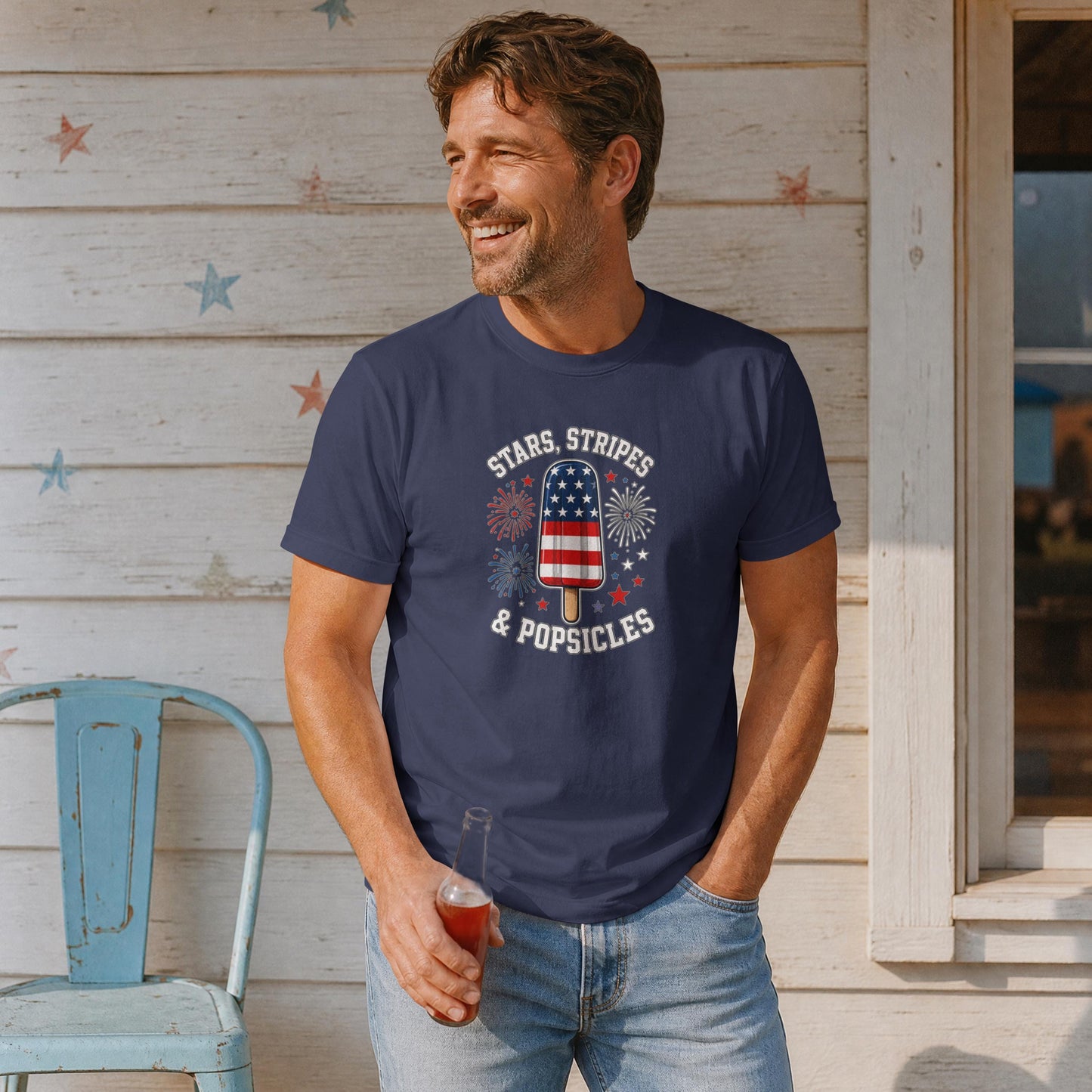 Stars, Stripes & Popsicles Patriotic T-Shirt – 4th of July Fireworks Red White Blue Tee