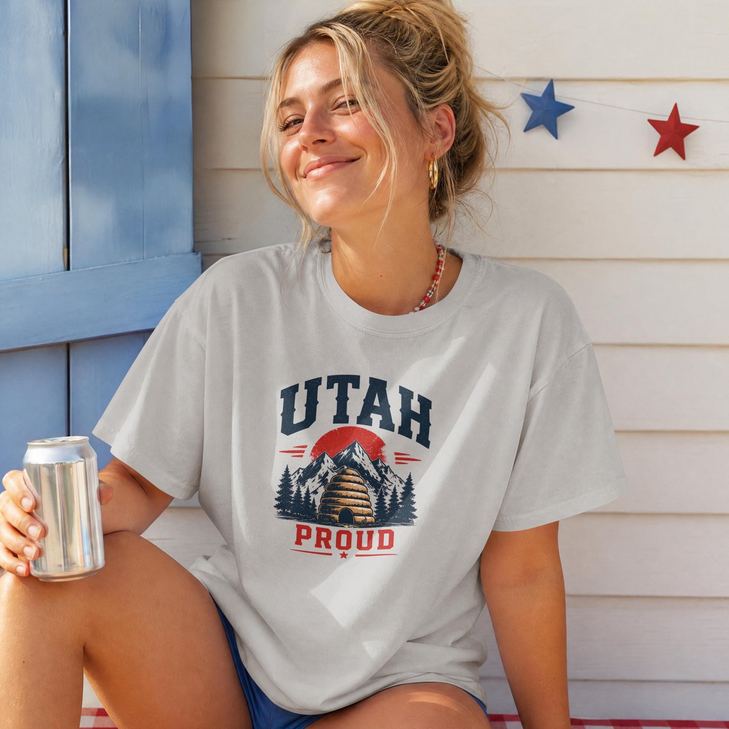 Utah Proud T-Shirt – Beehive State Mountains Patriotic Tee