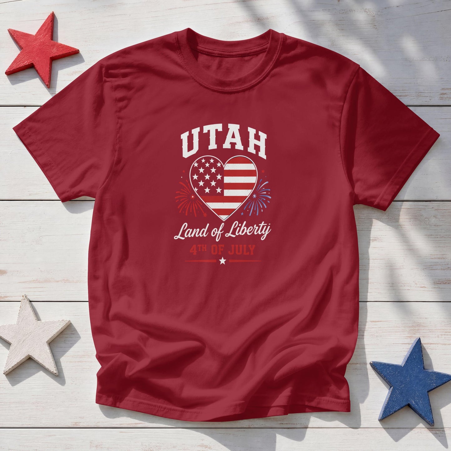 Utah 4th of July Shirt – Patriotic Heart Land of Liberty USA Flag Tee