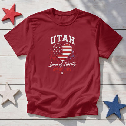 Utah 4th of July Shirt – Patriotic Heart Land of Liberty USA Flag Tee