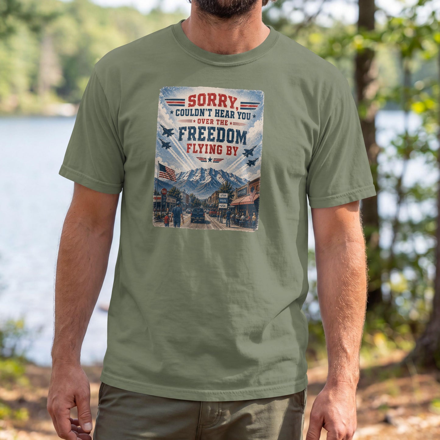 Sorry, Couldn't Hear You Over The Freedom Flying By T-Shirt – Patriotic Flyover Tee