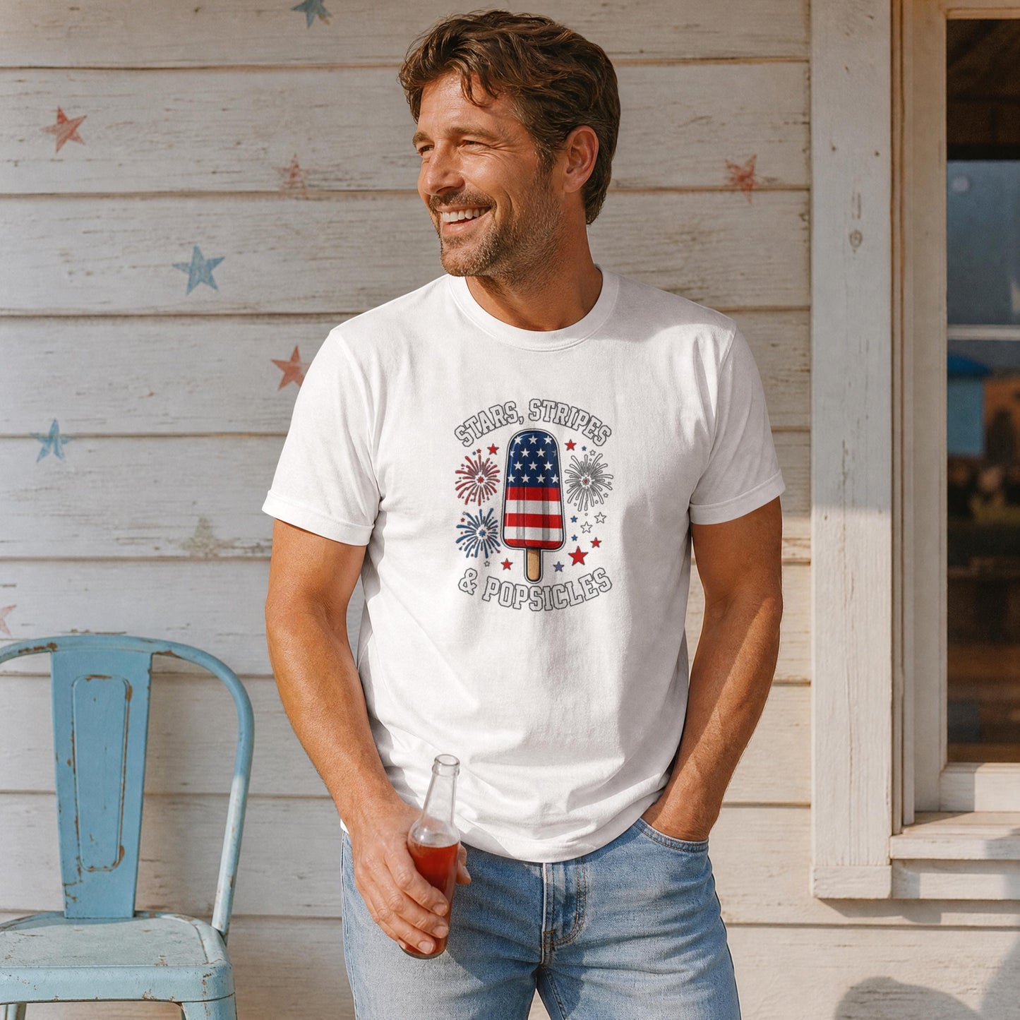 Stars, Stripes & Popsicles Patriotic T-Shirt – 4th of July Fireworks Red White Blue Tee